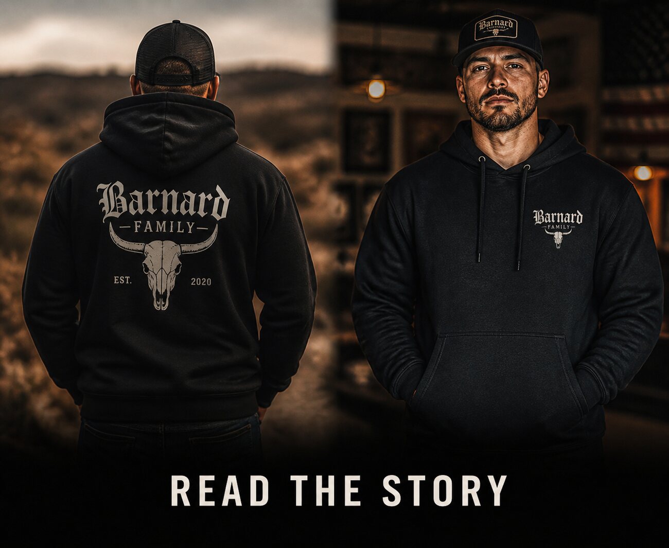 The Barnard Familia wearing black collection hoodies